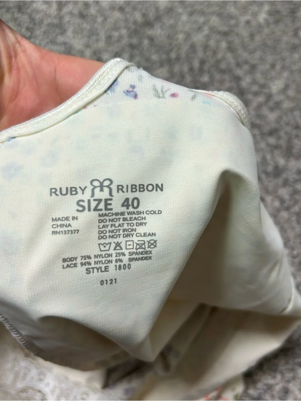 Ruby Ribbon Floral Heritage Lace Cami Tank Convertible Adjustable Size 40 1800
